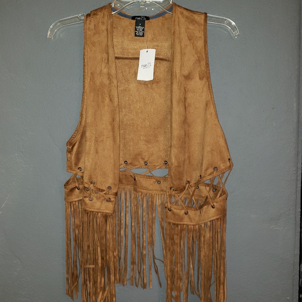 Brand New Rue 21 Faux Suede Fringe Vest